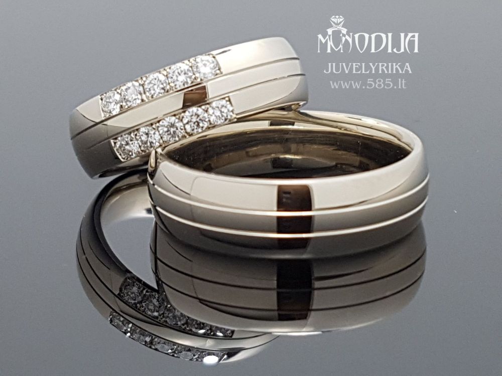 KLASIKINĖS FORMOS VESTUVINIAI ŽIEDAI PUOŠTI BRILIANTAIS PO 0.03ct, SVORIS 16g. Kaina nuo 900€ - www.585.lt