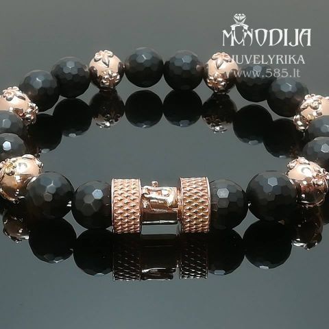 Auksinė apyrankė su onikso akmenukais. Svoris 25g. DARBAS NUO 200€