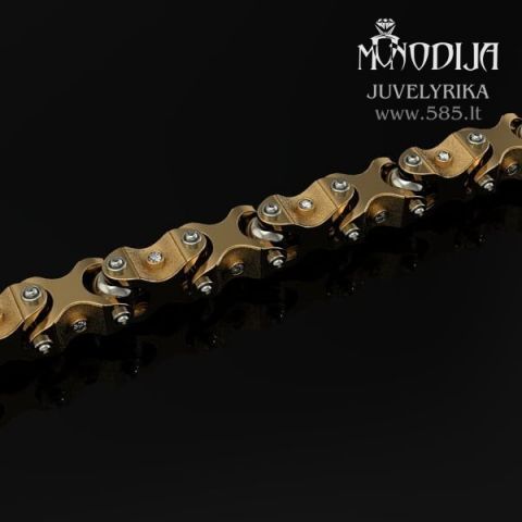 Vyriškos grandinėlės vizualizacija. Svoris 200g, ilgis 60cm, briliantai po 0.04ct