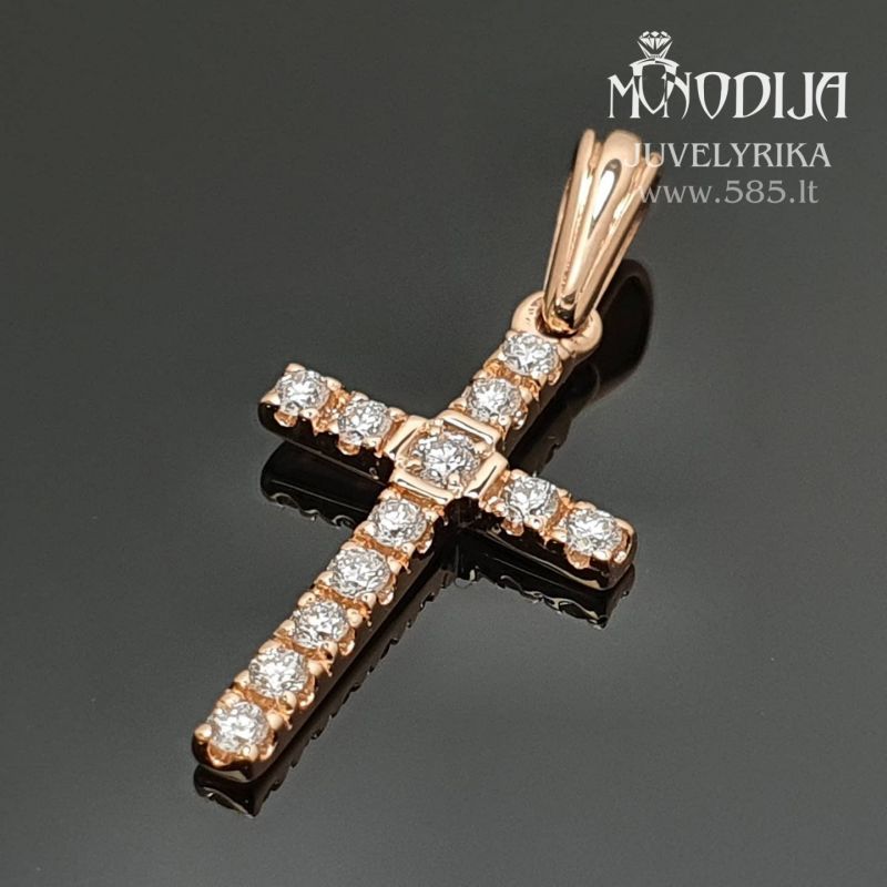 Auksinis kryžiukas
Svoris: 2g
Briliantai: 0.03ct-2mm, 11*0.02ct-1.7mm 
Darbo kaina: 150€ - www.585.lt