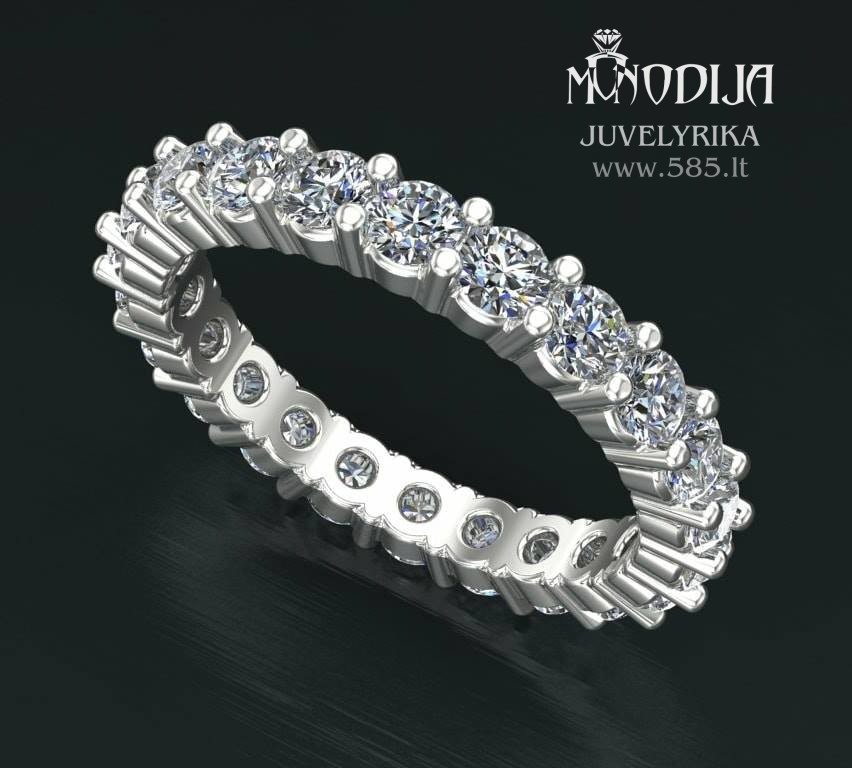 Moteriško žiedo vizualizacija, akmenuku dydis 2.6mm - www.585.lt
