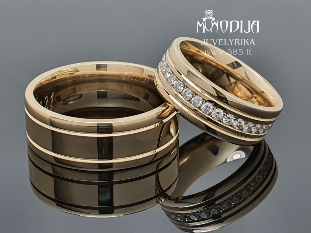 Modernūs vestuviniai žiedai
Darbo kaina: 250€
Briliantai: 34vnt po 0.021ct-1.74mm
Plotis: 7mm, 8mm - www.585.lt