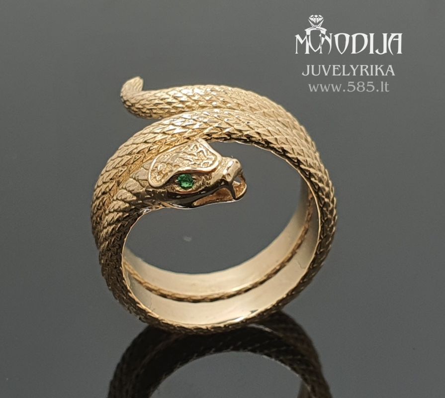 Žiedas-gyvatė
Svoris: 8g
Darbo kaina: 600€
Smaragdai: 2vnt po 0.005ct-1.1mm

 #monodija - www.585.lt