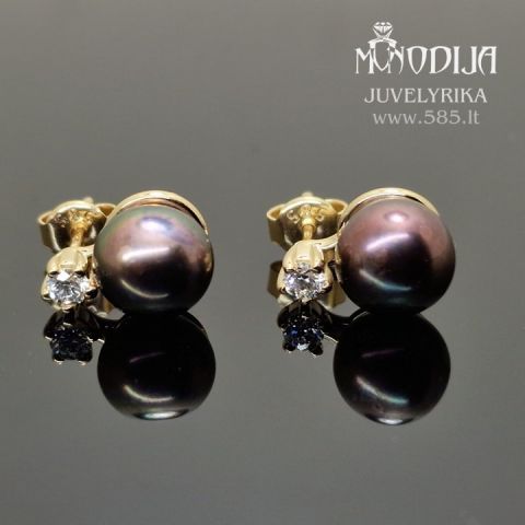 Auksiniai auskarai su juodais perlais ir deimantais
Svoris: 2.5g
Darbo kaina: 250€
Briliantai: 2vnt po 0.1ct-3mm